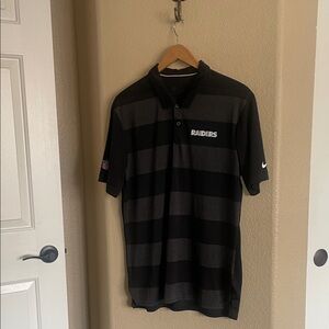 Raiders Nike NFL Men's Black and Gray Striped  Polo Shirt Size L